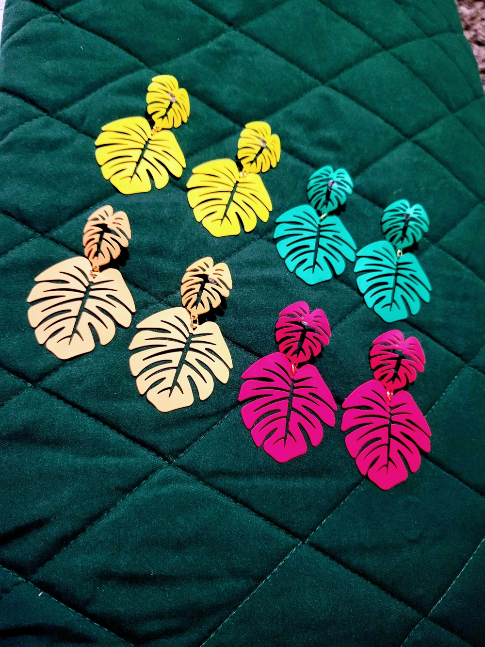 Tropical Leaf Statement Earrings - Multiple Colors 4-Pairs